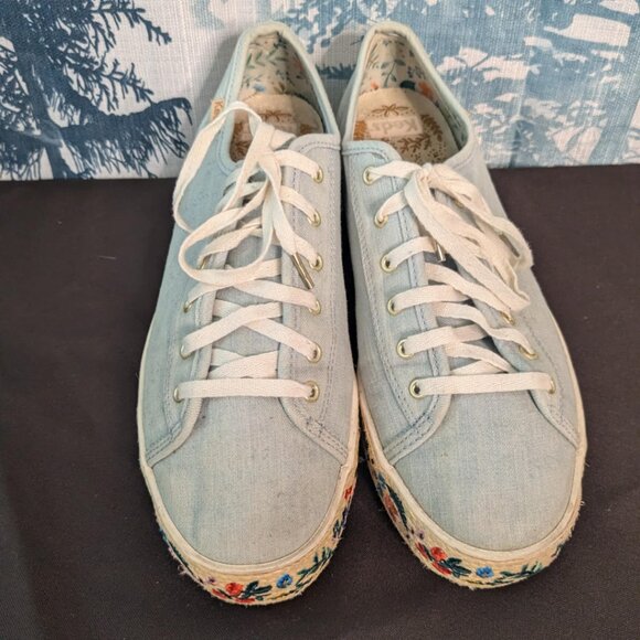 🌼 Garden Party Goals | Keds Embroidered Chambray Sneakers (Sz 8) - Picture 2 of 8